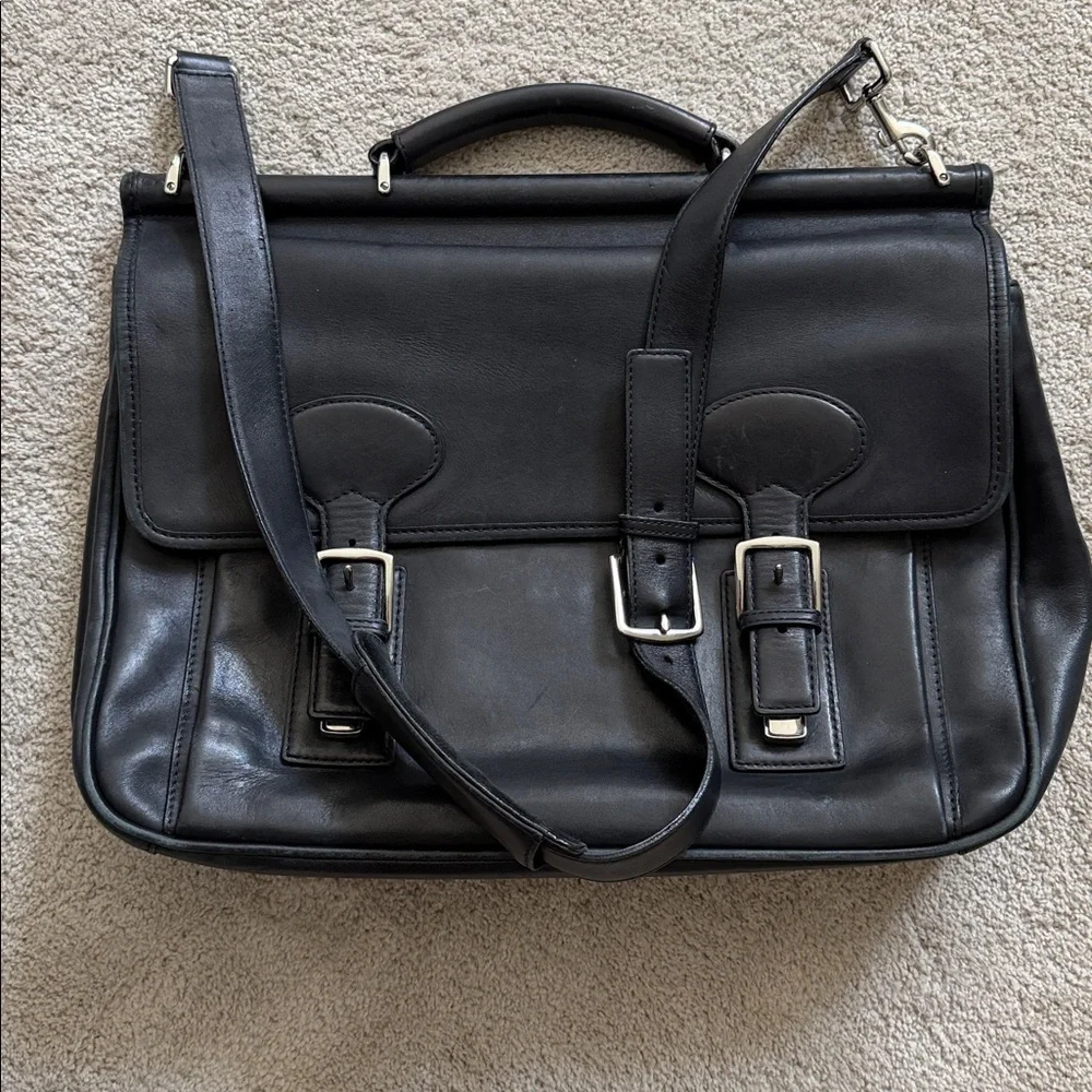 Coach Men's Black Leather Briefcase Messenger Bag